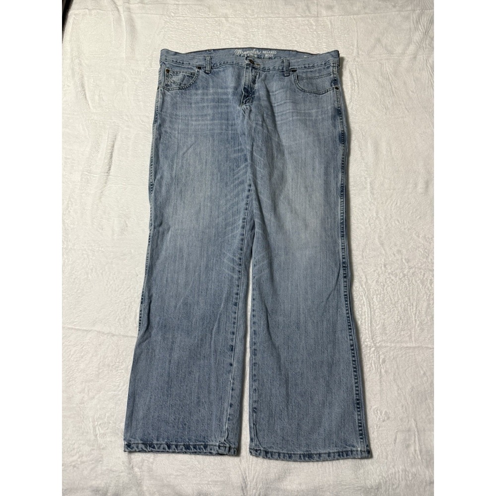 Wrangler Retro Jeans Mens 42x32 Blue Relaxed‎ Boot Bootcut Mid Rise Light Wash